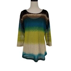 Multiples Women's Layered Cutout Long Sleeve Knit Pullover Tank Undershirt M